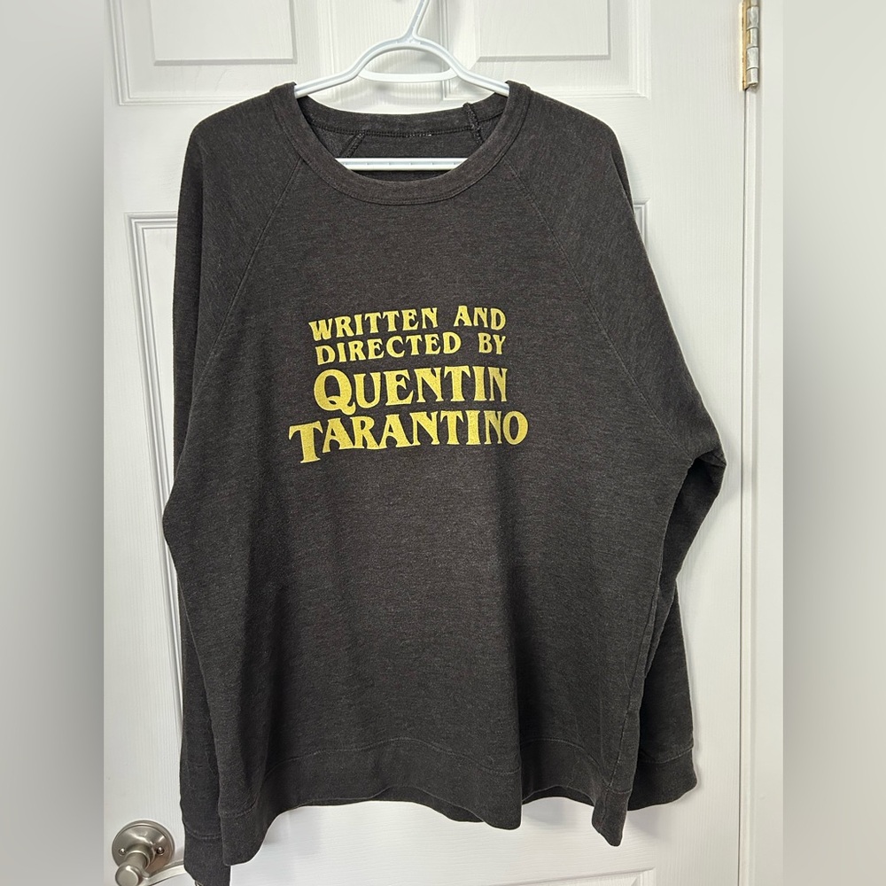 Gray Sweatshirt with Yellow Quentin Tarantino Graphic
